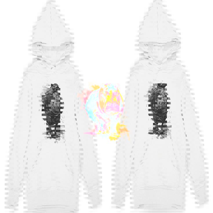 カバ 動物 カラフル グラフィック 抽象 アート 絵画 カバ パーカー