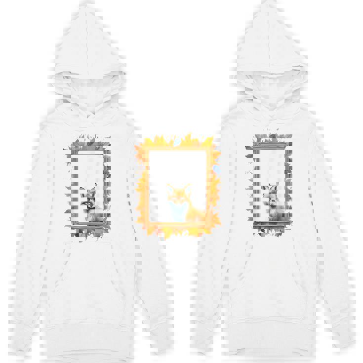 キツネ アニマル柄 モチーフ 紅葉 イラスト 自然 狐 パーカー