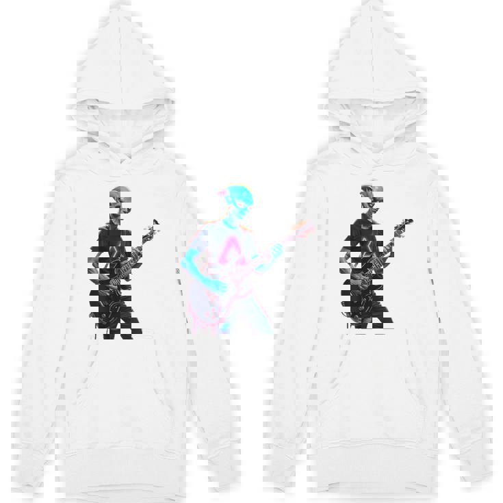 バックプリント ギタリスト エイリアン グラフィック ギター エイリアン ギタリスト パーカー