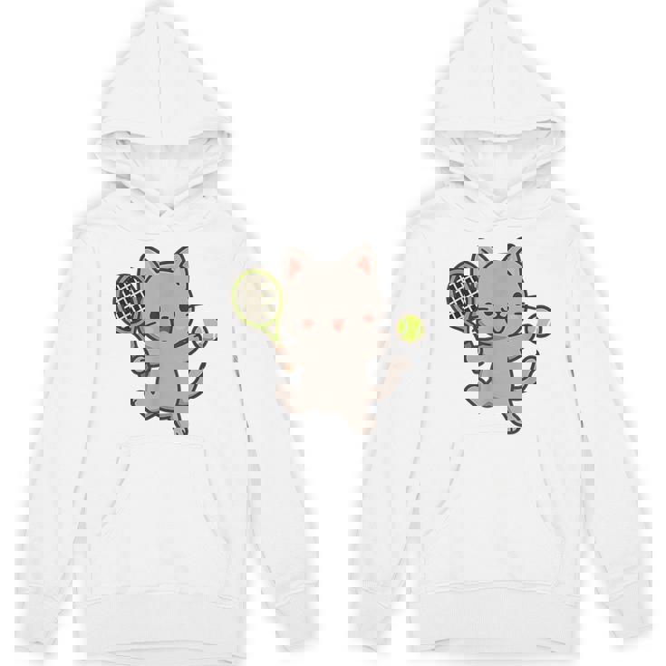 テニスをする猫。かわいいスポーツ猫。 パーカー