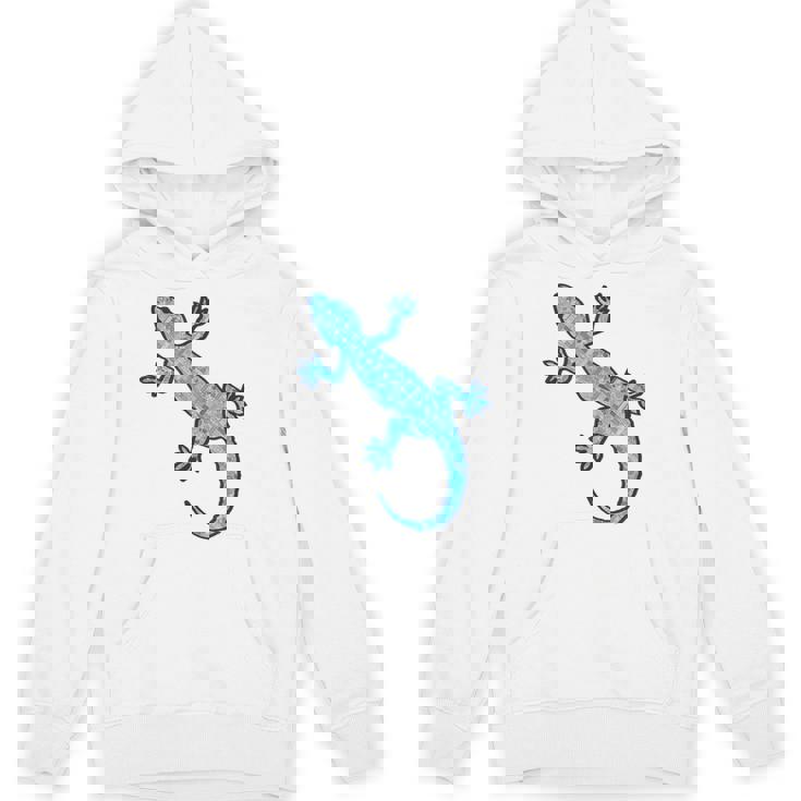 トライバル バティック パターン ヤモリトカゲ デニムブルーtシャツ パーカー