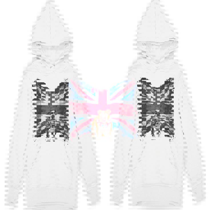 ユニオンジャックバンダナをかぶったブリティッシュブルドッグ、かわいい英国国旗。 パーカー