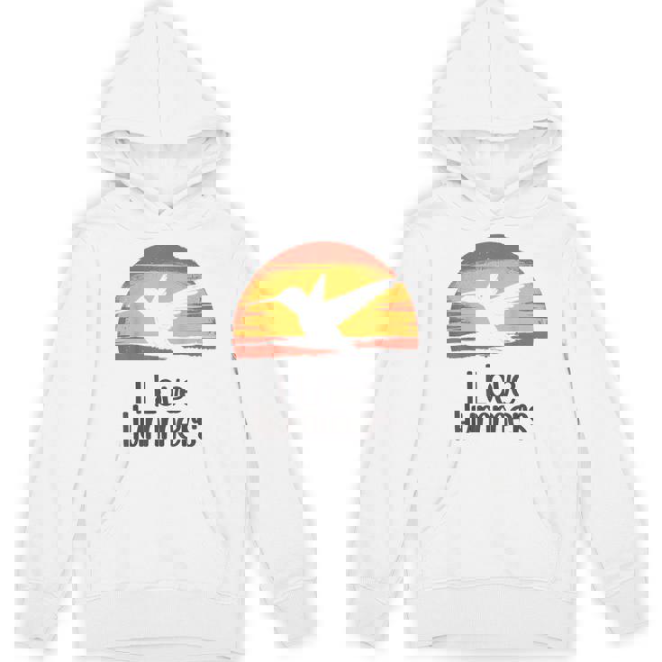 レトロ ヴィンテージ サンセット 2024 I Love Hummers コリブリ ハチドリ パーカー