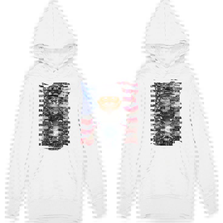 三毛猫 オレンジ猫 ねこ バイク 星条旗 アメリカ パーカー