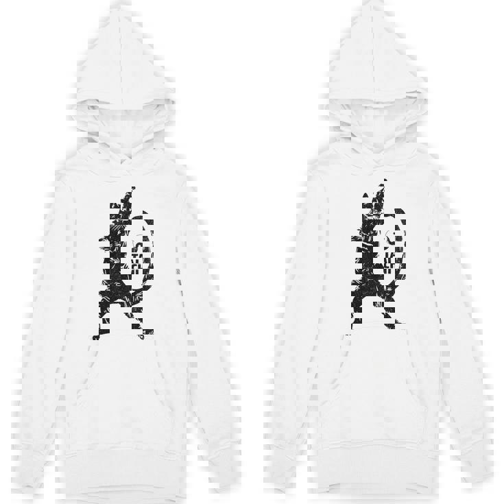 太極拳の練習をしている陽気な猫 陰陽 長袖tシャツ パーカー