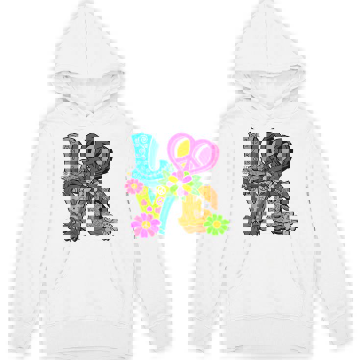 明るくカラフルな愛と平和 ピースサイン フラワートップ パーカー