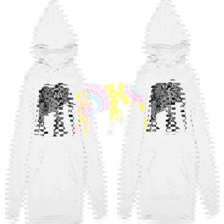 象のシルエット、かわいいボヘミアンデザイン。 パーカー