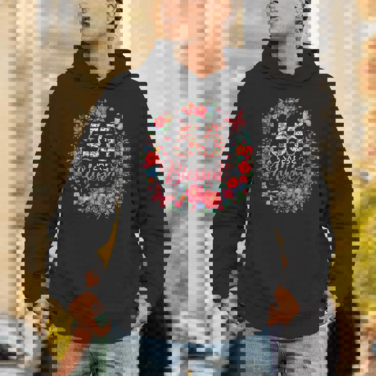 55 Years Blessed 55歳 フローラル 55歳の誕生日プレゼント パーカー