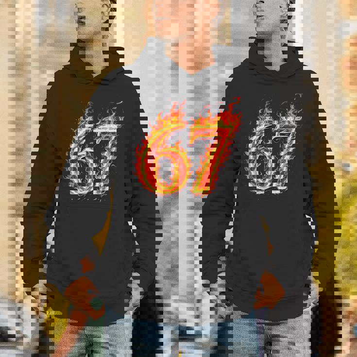67 Fireixeven Meme Flames スラング 数字 面白い キッズ ティーン 長袖tシャツ パーカー