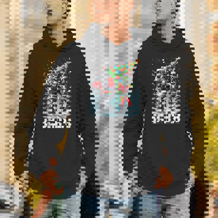 Believe Alien And Bigfoot Christmas Tank Top Unisex Hoodie