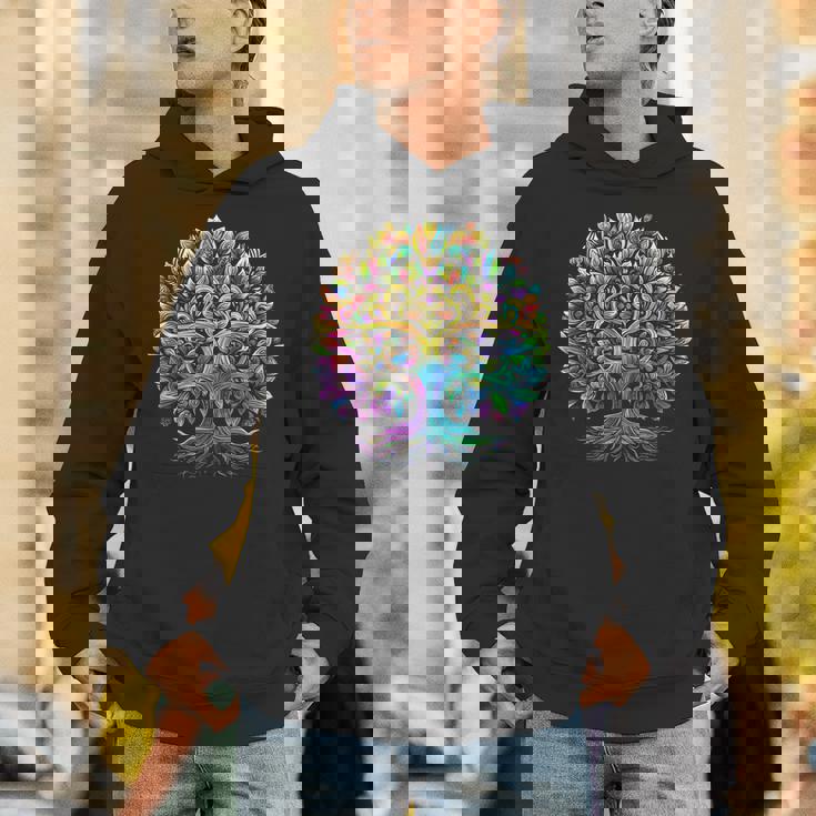 Full Foliage Tree Of Life 葉がいっぱいのレインボー生命の木 パーカー