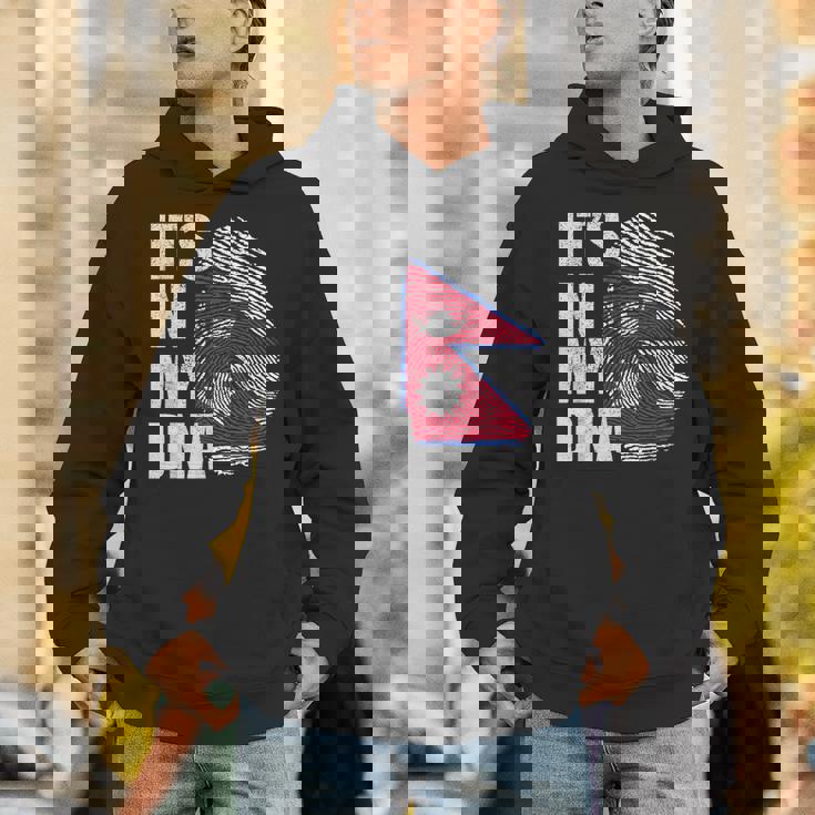 It's In My Dna ネパール ネパール国旗 指紋 パーカー