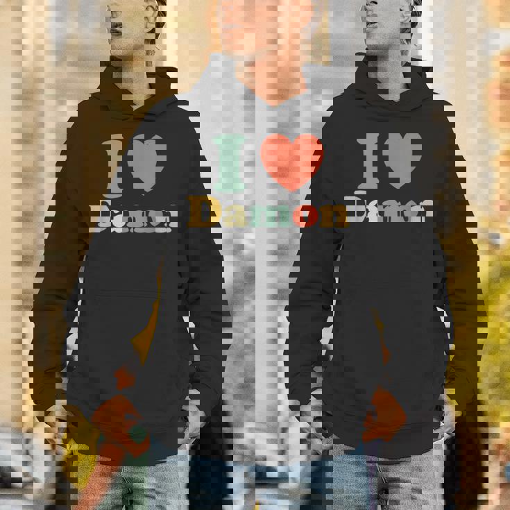 I Love Damon I Heart Damon レッド ハート バレンタイン パーカー