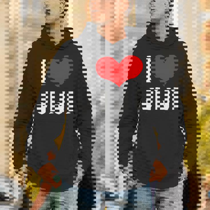 I Love Jiji 愛 ハート じーじ じいじ おじいさん 父の日 家族 家族写真 記念写真 おもしろ かわいい パーカー