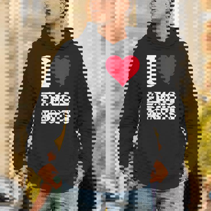 Red Heart I Love Emo Boys パーカー