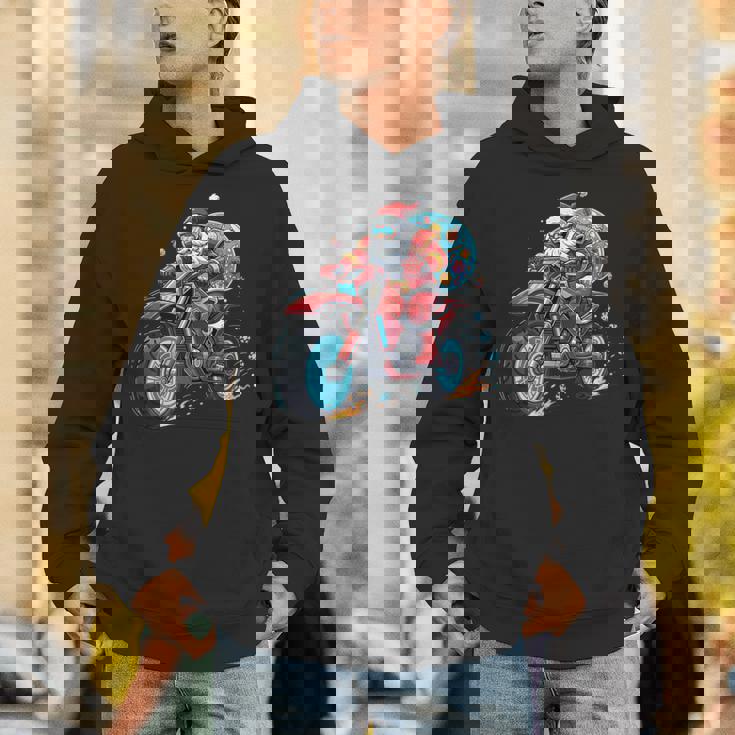 Santa Claus Riding Dirt Bike In a Fun Festive Holiday Ride Tank Top Unisex Hoodie