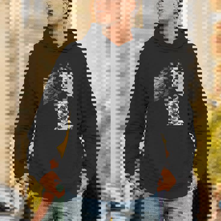 Sneaky フレンチブルドッグ ドッグ ドッグ フレンチ ポッキング ヘッド フェイス 長袖tシャツ パーカー