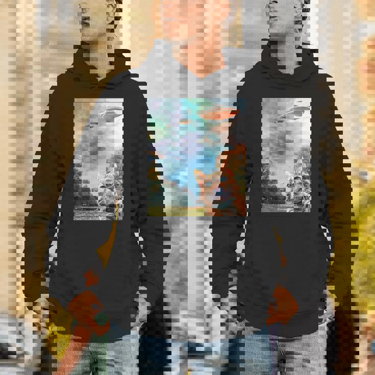 Ufo付き猫セルフィー パーカー