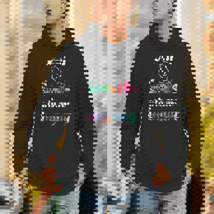 We Allmile In Theame Language かわいい 平等 スマイル パーカー