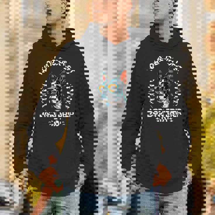 World's Coolest Dog Dad Papa メンズ ボストンテリア パーカー