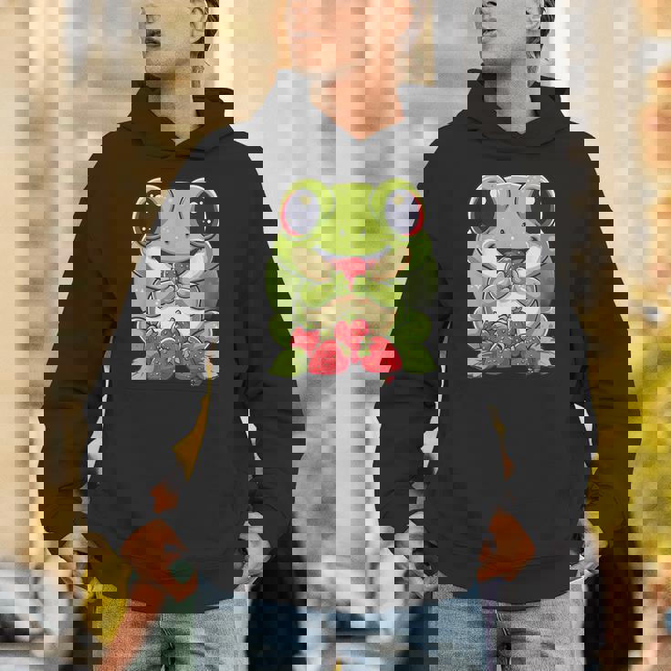 いちごカエル 図面 アートワーク いちご 動物 アート パーカー