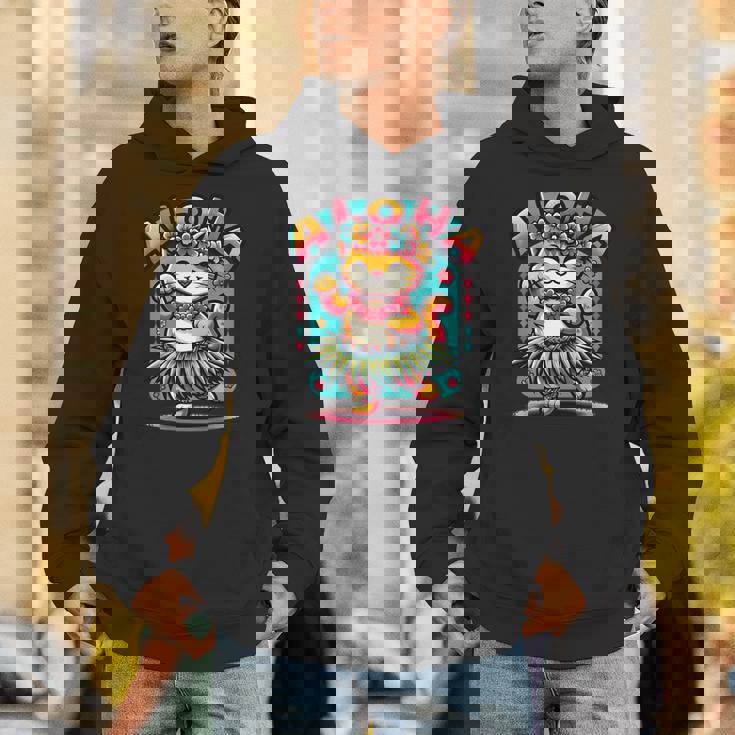 アロハ ハワイ ハワイアン フラダンス キャット シャツ 猫好き フラ 長袖tシャツ パーカー