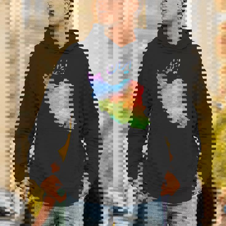 イランの地図 イランのカラフルな地図 水彩イラスト パーカー