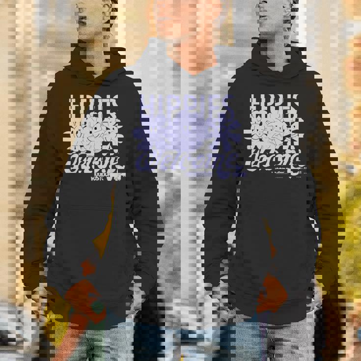 ウッドストック・ヒッピーズ・ウェルカム・スマイリング・フラワーズ 長袖tシャツ パーカー