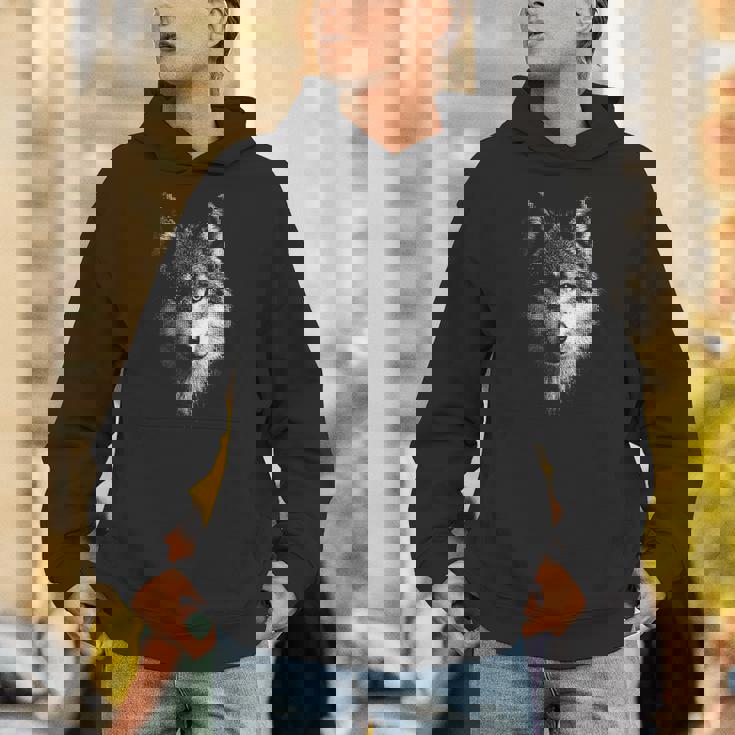 オオカミ 動物 モチーフ アート オオカミ 長袖tシャツ パーカー