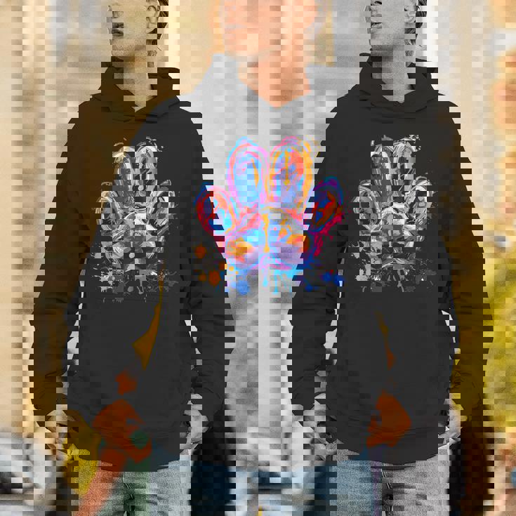 カラフルな動物の犬の足跡 パーカー