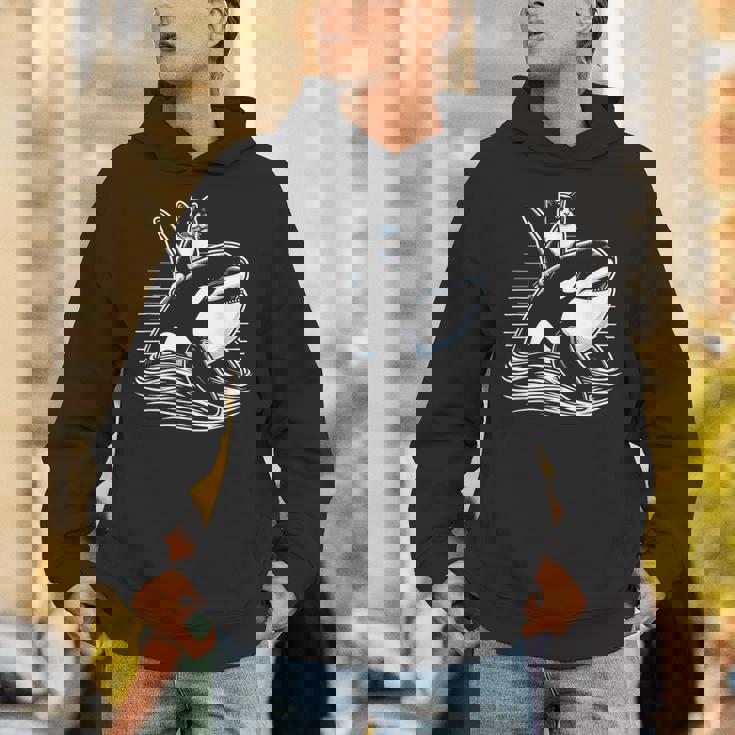 シャチに乗る猫 ファニー パーカー