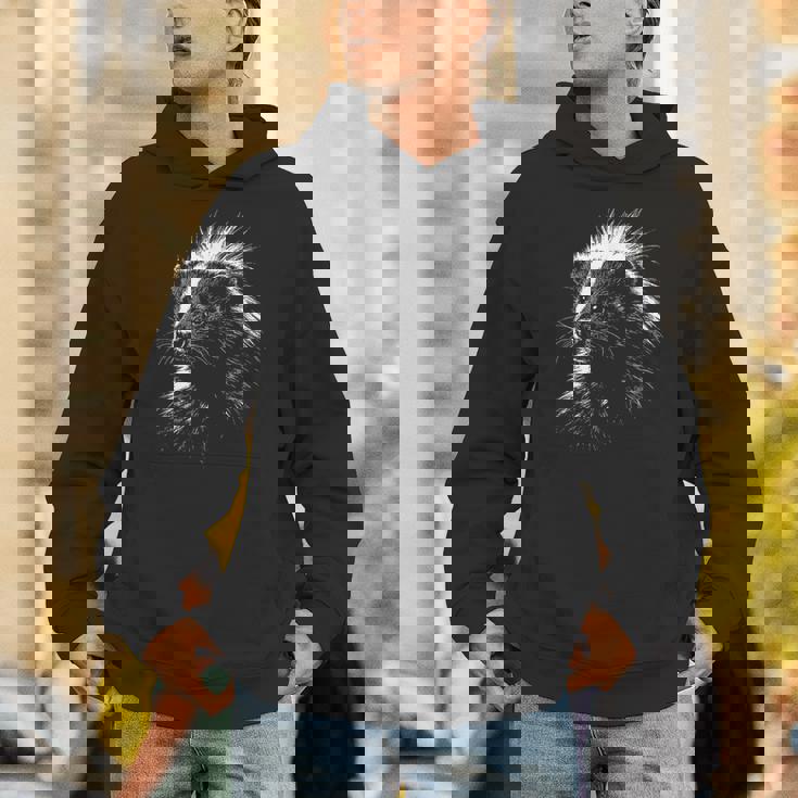 スカンクの肖像画 黒と白の動物愛好家 パーカー