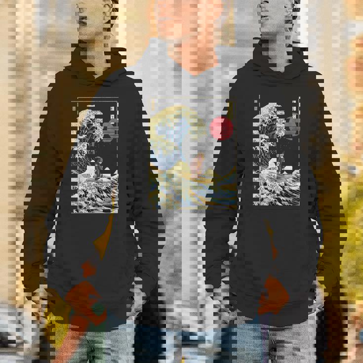 チンパンジー 神奈川波 おもしろサーフアニマル パーカー