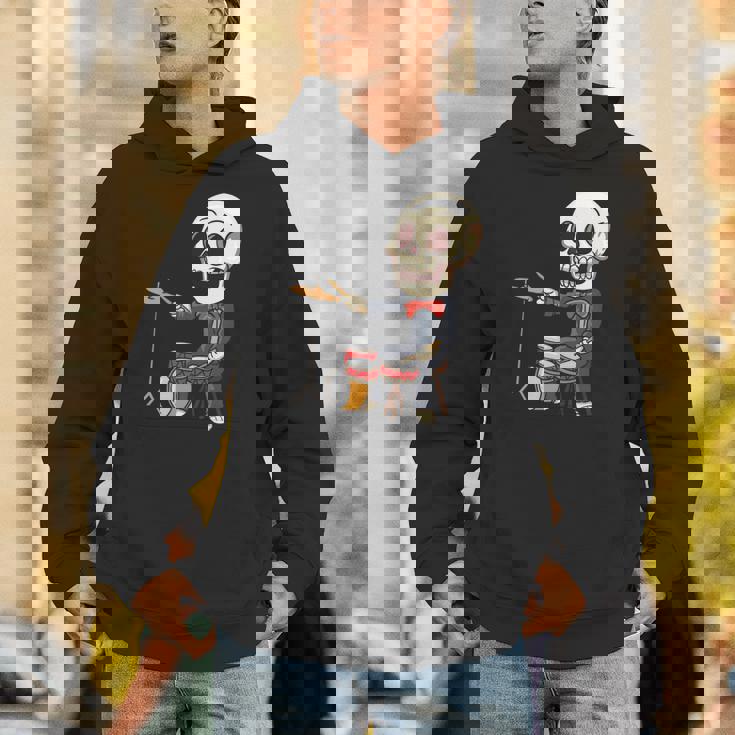 ドラミング スケルトン ドラム プレーヤー ドラマー パーカッション ドラム 長袖tシャツ パーカー