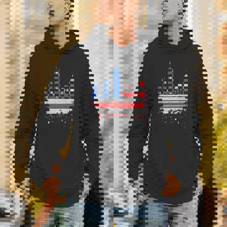 ニューヨーク・スカイライン 星条旗 アメリカ国旗アート Love Ny パーカー