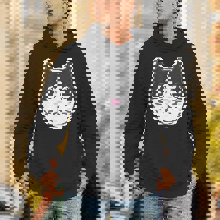 ハチワレ《ふぇいす》ねこ 猫【どうぶつフレンズ】シンプル 顔 ゆるくて かわいい 動物 イラスト パーカー