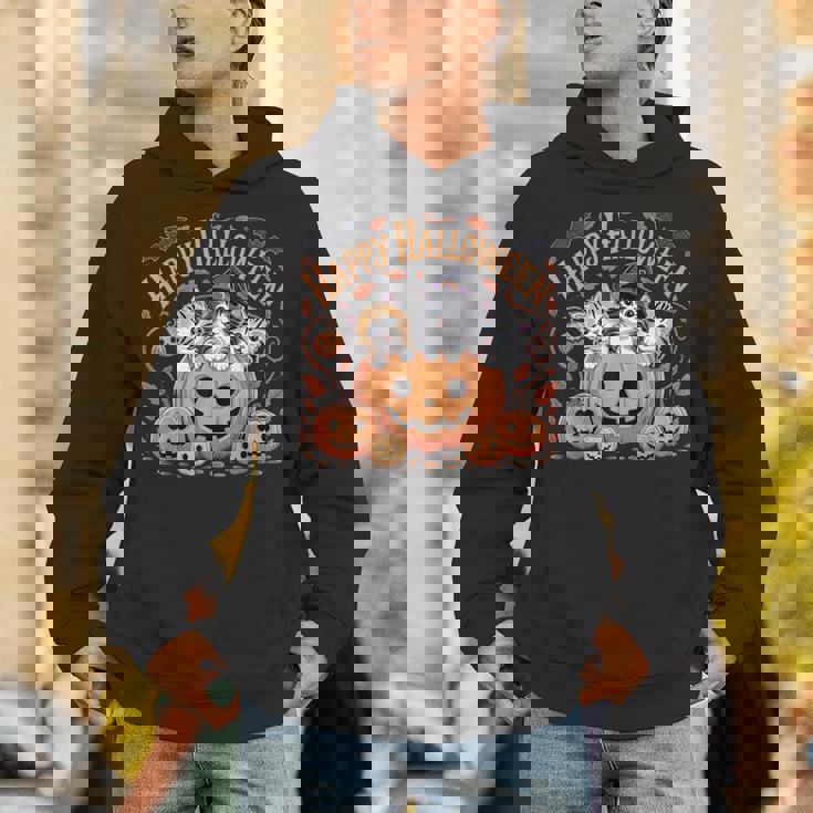 ハッピーハロウィン猫 パンプキン 魔女の帽子デザイン パーカー