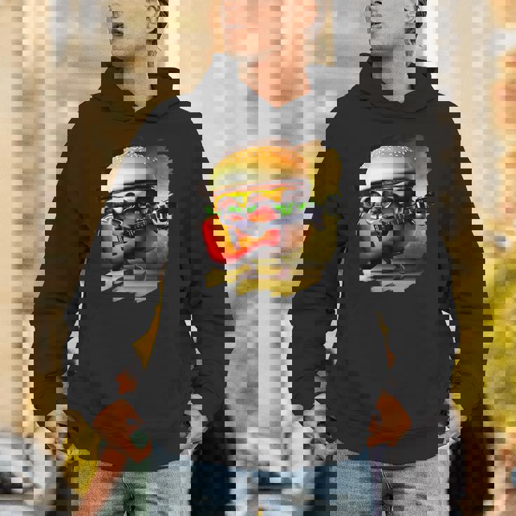 ハンバーガー 演奏 ギター ギタリスト ファニー ファーストフード ハンバーガー パーカー