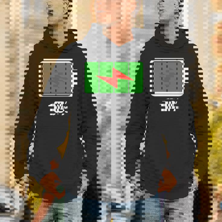 バッテリー100シャツ残量バッテリーフルパワーバッテリーフル。 長袖tシャツ パーカー