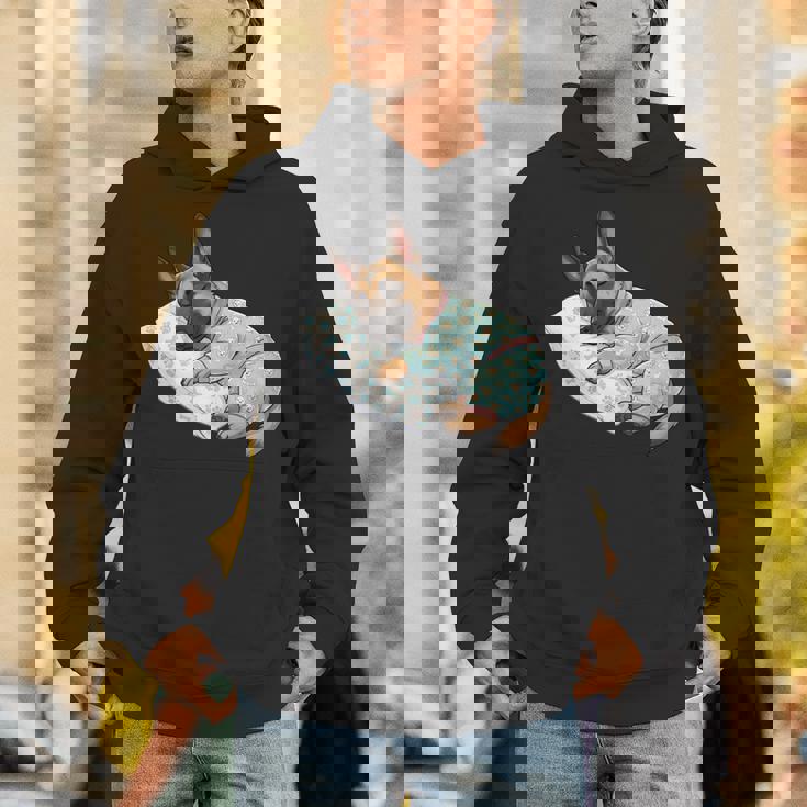 パジャマで寝ているかわいいベルギーのマリノア犬就寝アート 長袖tシャツ パーカー