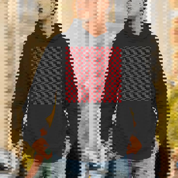 ブラック、レッド、チェッカーボードスクエアパターン、チェックデザイン。 パーカー