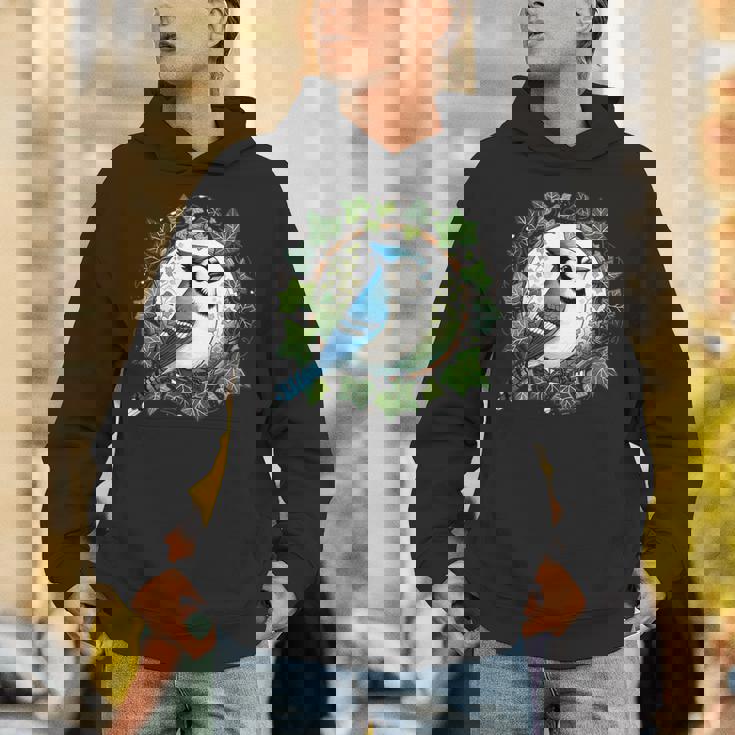 ブルージェイとイングリッシュアイビーバードアートブルージェイズイラスト パーカー