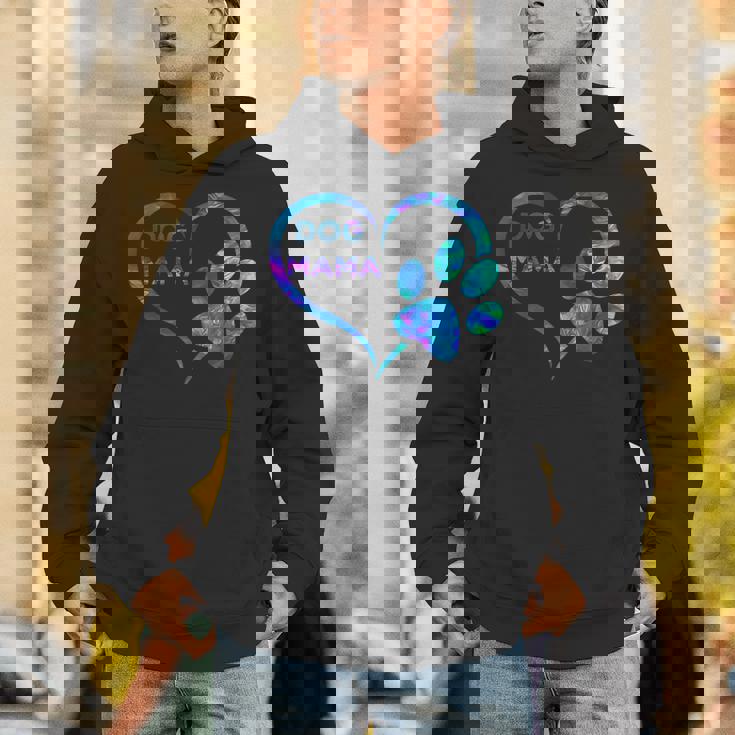 ブルーティールパープル ドッグママと足跡プリント ハート 犬 ママ パーカー