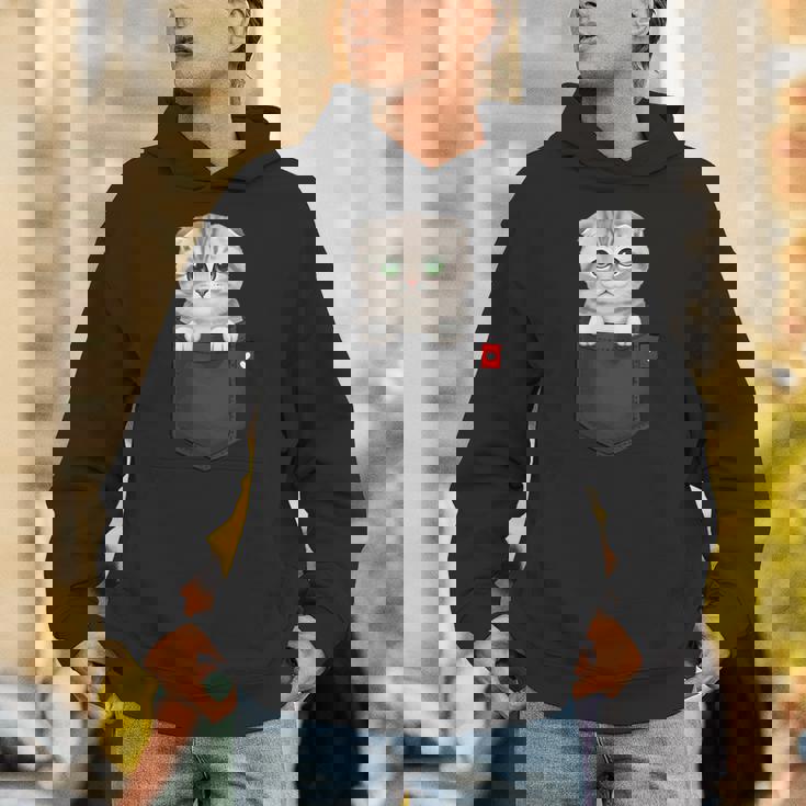 ポケットに入ったスコティッシュフォールド猫 のぞくかわいい子猫 パーカー