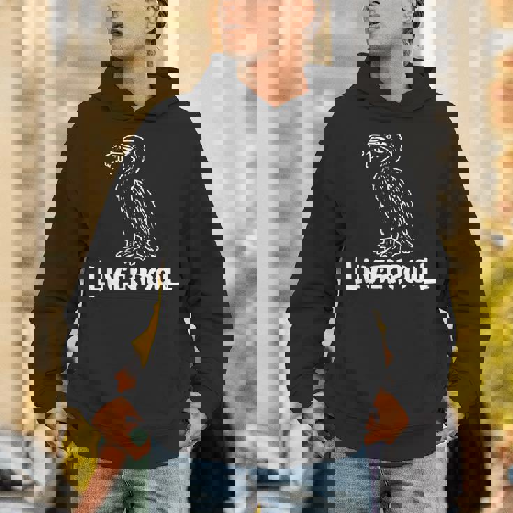 リバプール イングランド リバード Zine インク ホワイトプリント パーカー