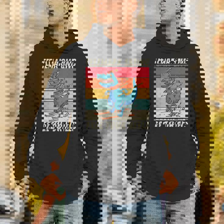 レトロ かわいい 漫画 恐竜 スキーヤー テレマーク スキー パーカー