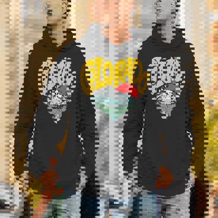 レトロ コロラド州 アウトドア 自然 恋人 ハート 山脈 グラフィック パーカー