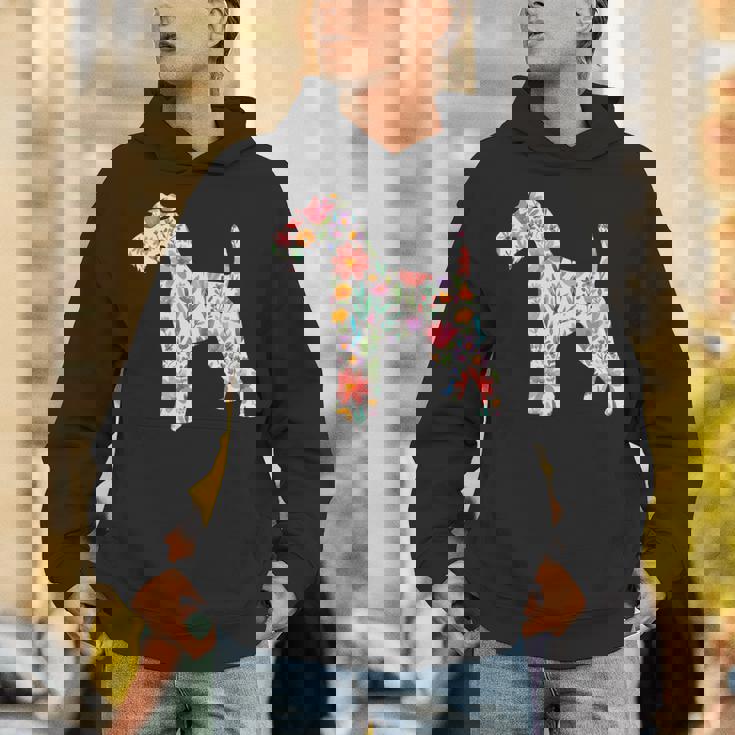 ワイヤーフォックステリア 水彩フラワーデザイン 長袖tシャツ パーカー