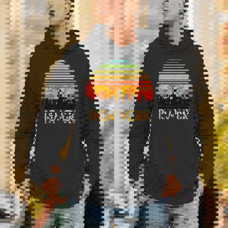 ヴィンテージ レトロ サンセット ダウンタウン ニューヨーク スカイライン パーカー