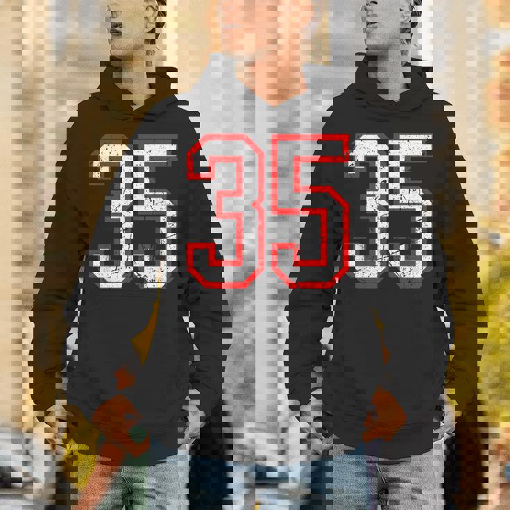 ヴィンテージナンバー 35 ホワイトレッドスポーツ代表チームナンバー 35 パーカー